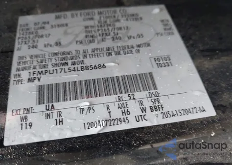 2004 Ford Expedition Eddie Bauer z USA, uszkodzony, nr VIN 1FMPU17L54LB85686